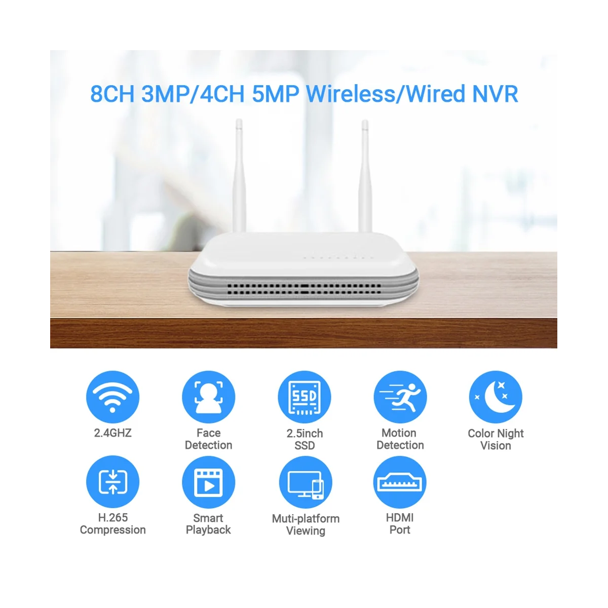 Wi-Fi NVR Mini 4CH 5MP/8CH 3MP XMeye видеорегистратор для беспроводной системы безопасности