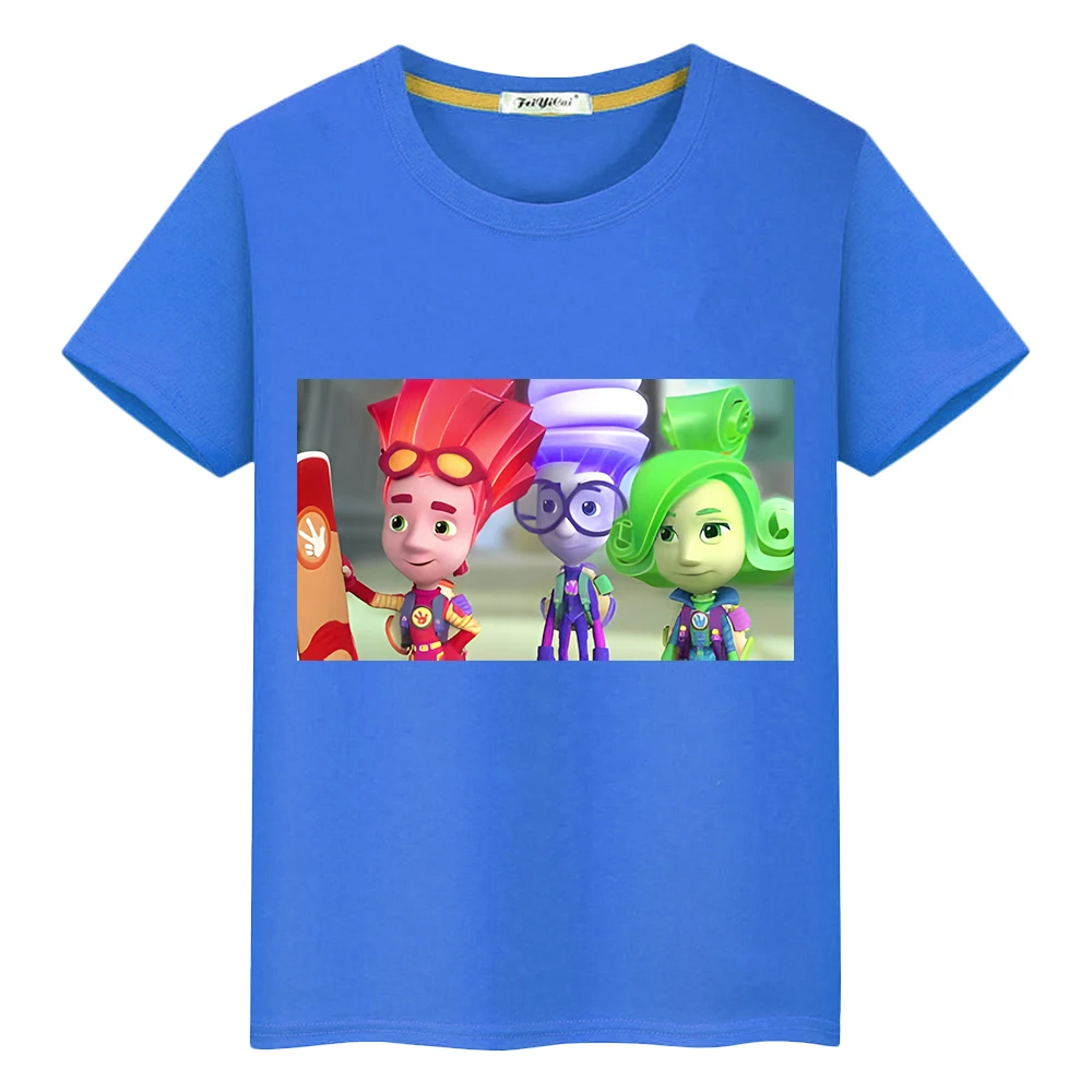 

The Fixies Russian anime kids clothes Cute 100%Cotton T-shirt Casual Summer Tees Short Print Tops y2k one piece boy girl clothes