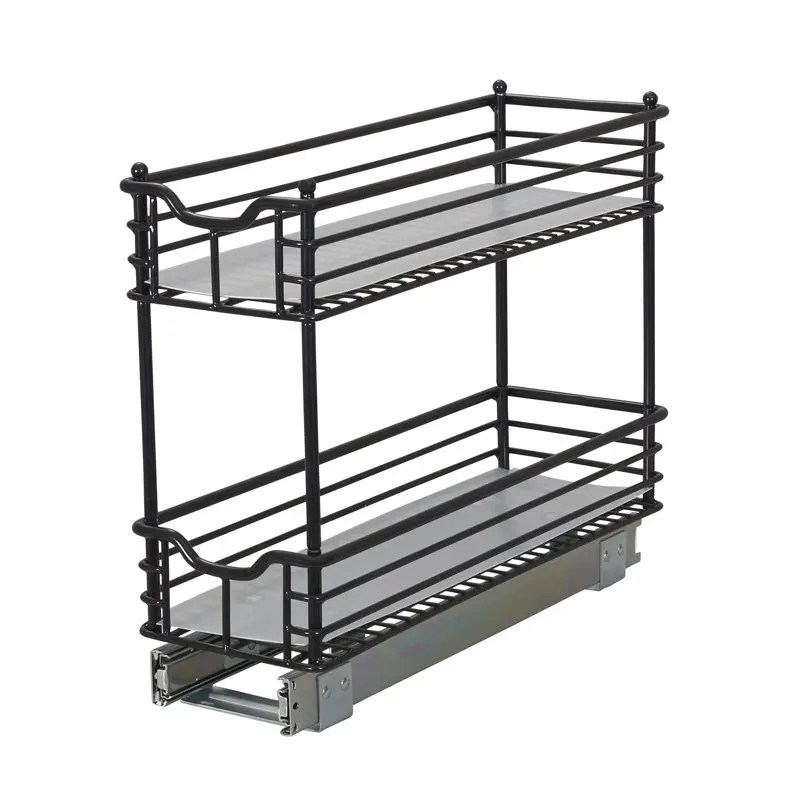 

7" Narrow Sliding Cabinet Organizer, Two Tier Organizer, Matte Black, Great for Slim Cabinets in Kitchen, Bathroom and More