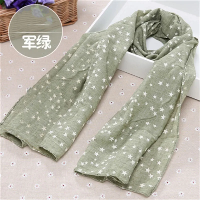 Детский шарф в Корейском стиле из хлопка и льна с милым принтом звезд для