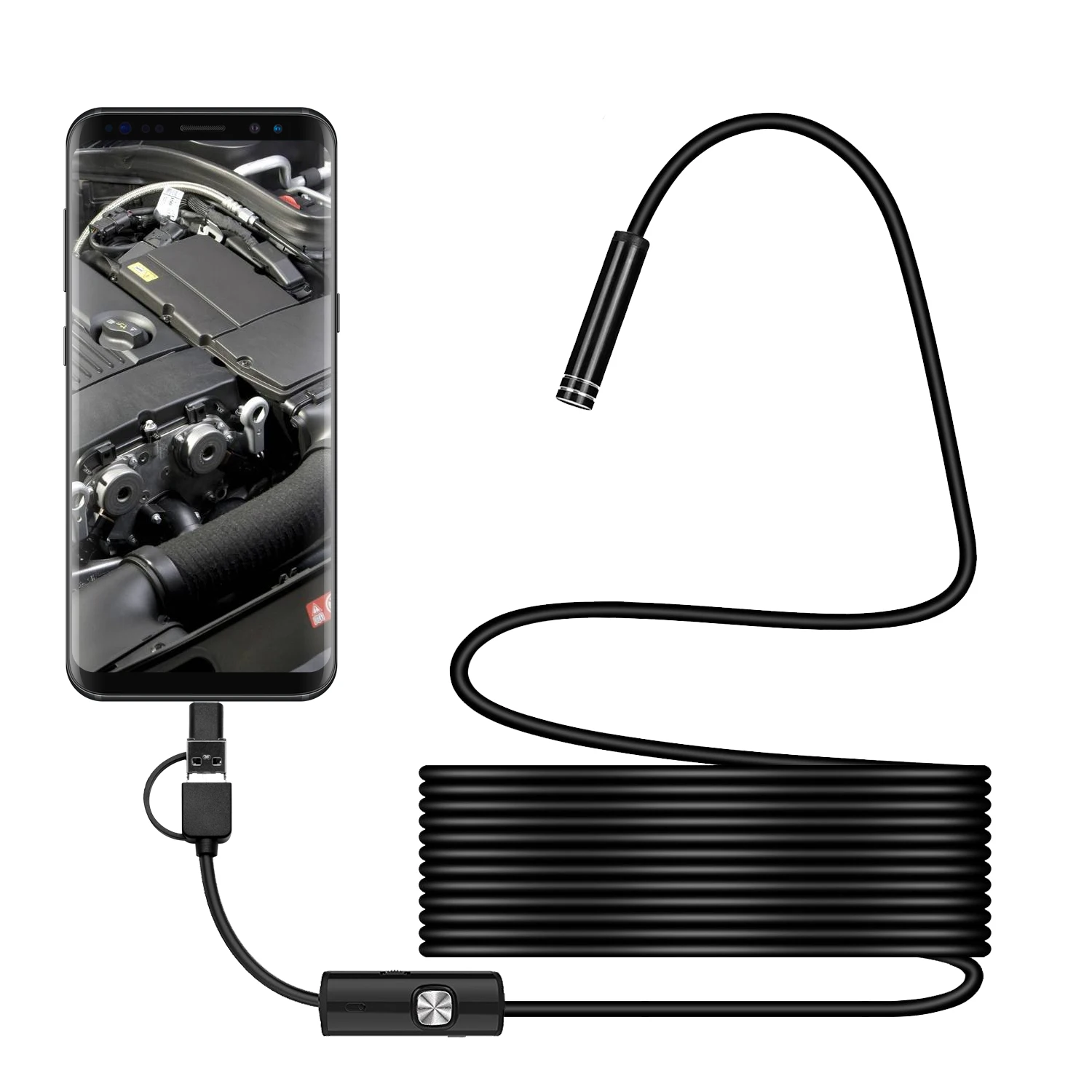 

3 в 1 микро-USB Тип C HD трубка мини-камера 8 мм 720P инспекционное устройство телефонная Камера Эндоскоп Android