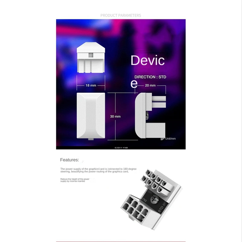 Адаптер для кабеля ATX 8Pin 180 градусов угловой адаптер 8-контактного штекера питания