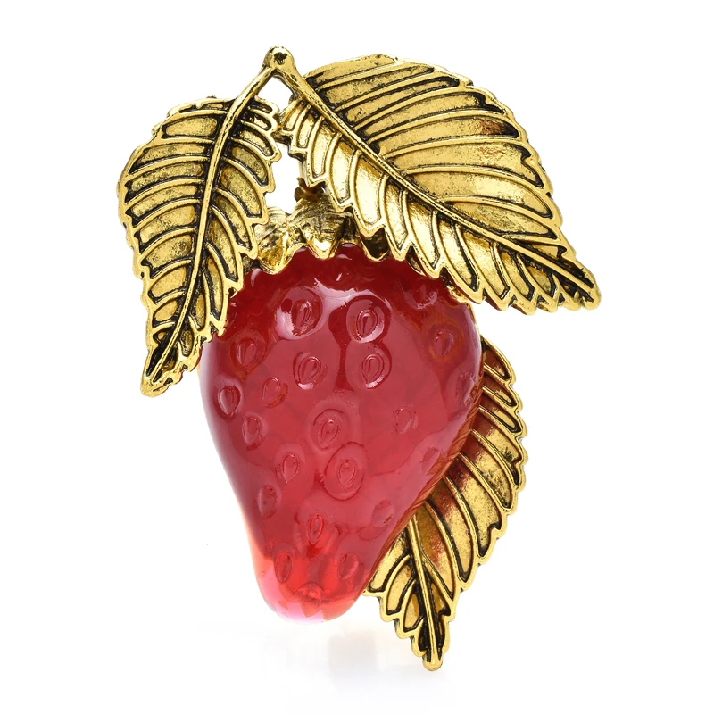 

baby Resin Strawberry Brooches For Women Lady Charming Fruits Party Casual Brooch Pin Gifts