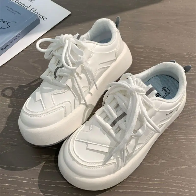 SHANPA Kawaii Rabbit Ears Decorative White Shoes Korean Fashion 2022 Autumn New All-match Student Casual Cute Platform Shoes