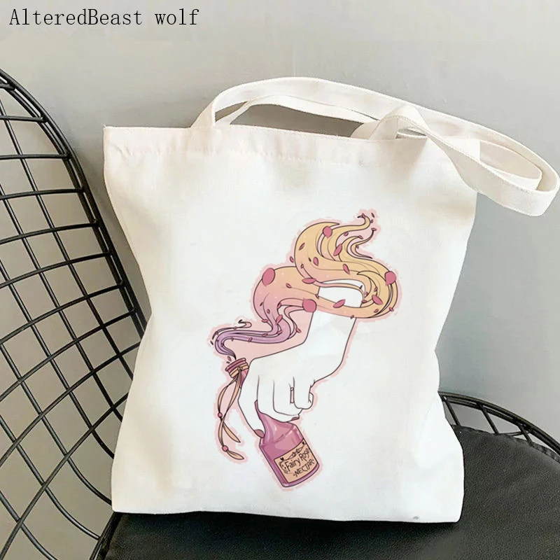 

Women Shopper bag magic Crafty Witch Potion Tarot Card witchy Bag Harajuku Canvas Shopper Bag girl handbag Shoulder Lady Bag