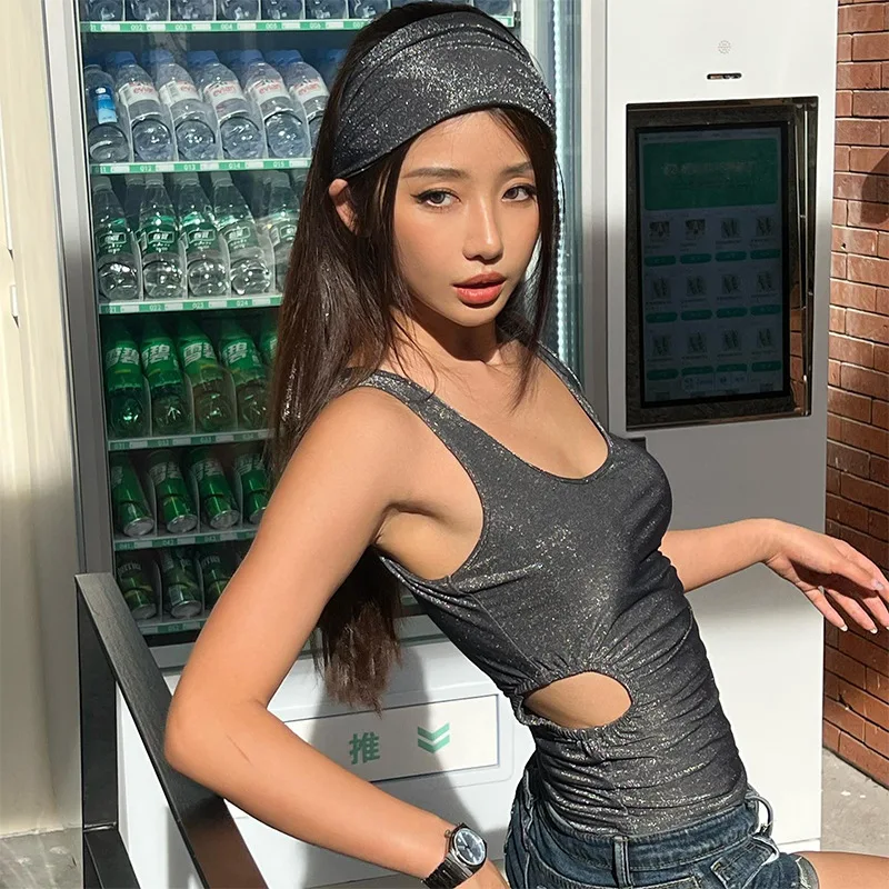 

Streetwear 2023 Women Hollow Out T-shirt Sexy Crop Top Clothes Summer Backless Sleeveless Girl Tank Top Y2k Clothing Corset Top