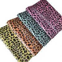 leopard print faux leather sheet fine powder glitter faux fabric roll for bow earring craft diy material leatherette 30135cm