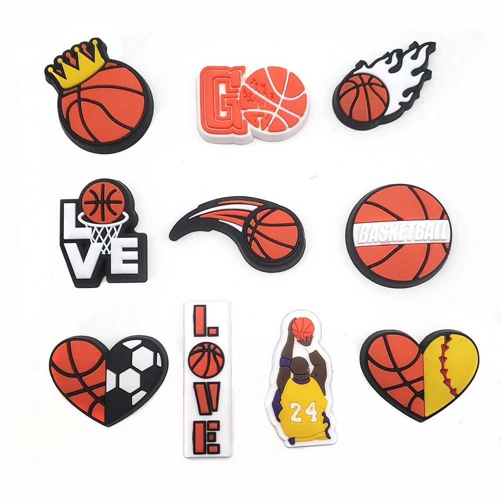 Hot Sale set jibz Shoe croc Charms basketball and Football PVC Shoe Accessories Shoe Decoration for Buckle Kid's X-mas Gift