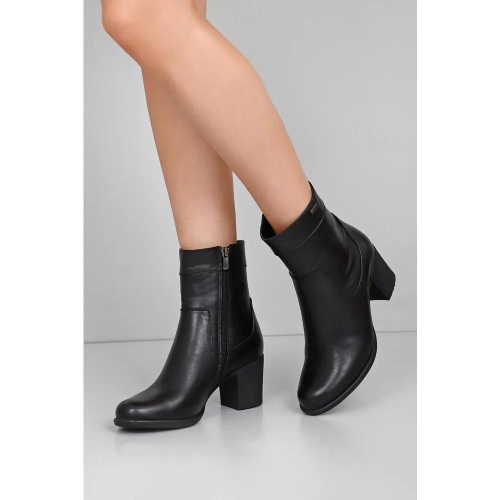 

Дорли®Женские повседневные ботинки из натуральной кожи, с круглым носком, на резиновой подошве, на молнии, на каблуке, 48457