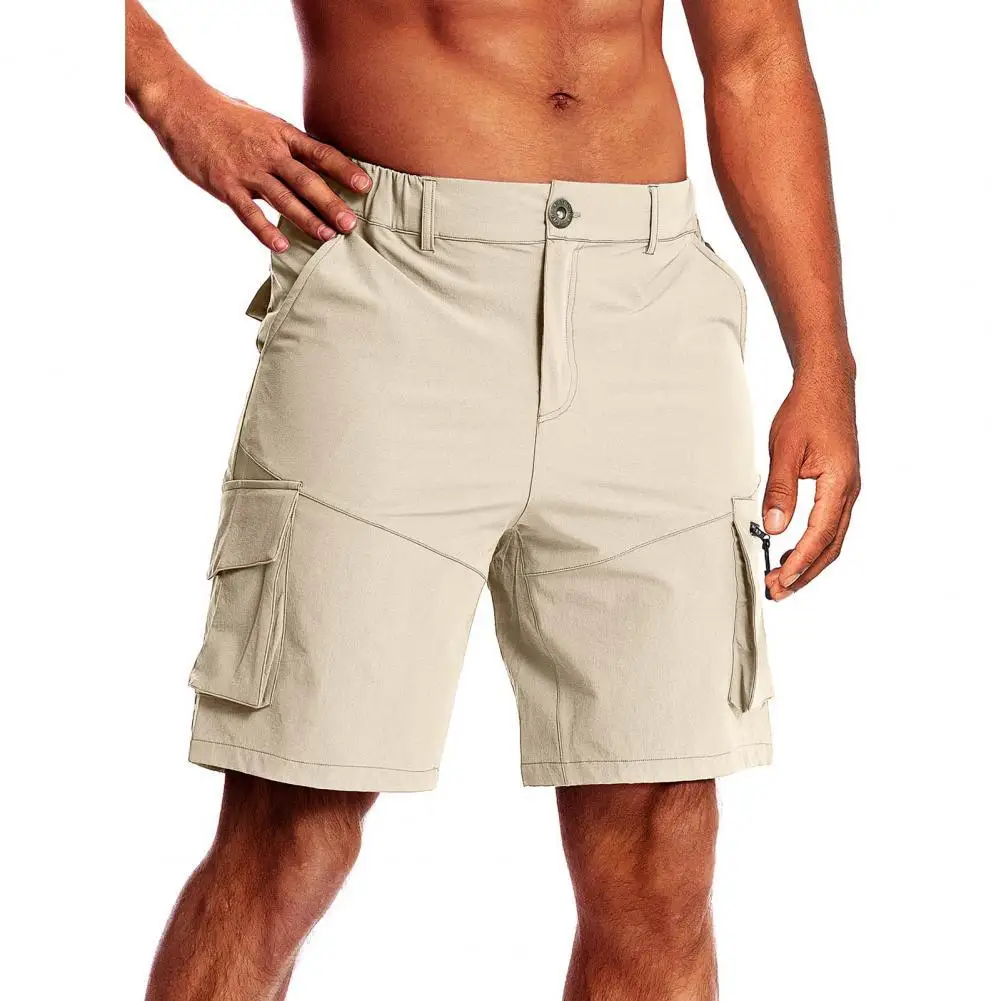 

Men Shorts Solid Color Multi Pockets Summer Zipper Fly Straight Trousers for Daily Wear Shorts Men Designers