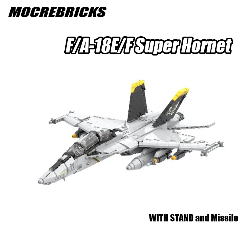 

MOC Creator Air Force Weapon US Navy F/A-18E/F Super Hornet Fighter Building Blocks Kit Military Figures Arms Bricks Toy for Boy