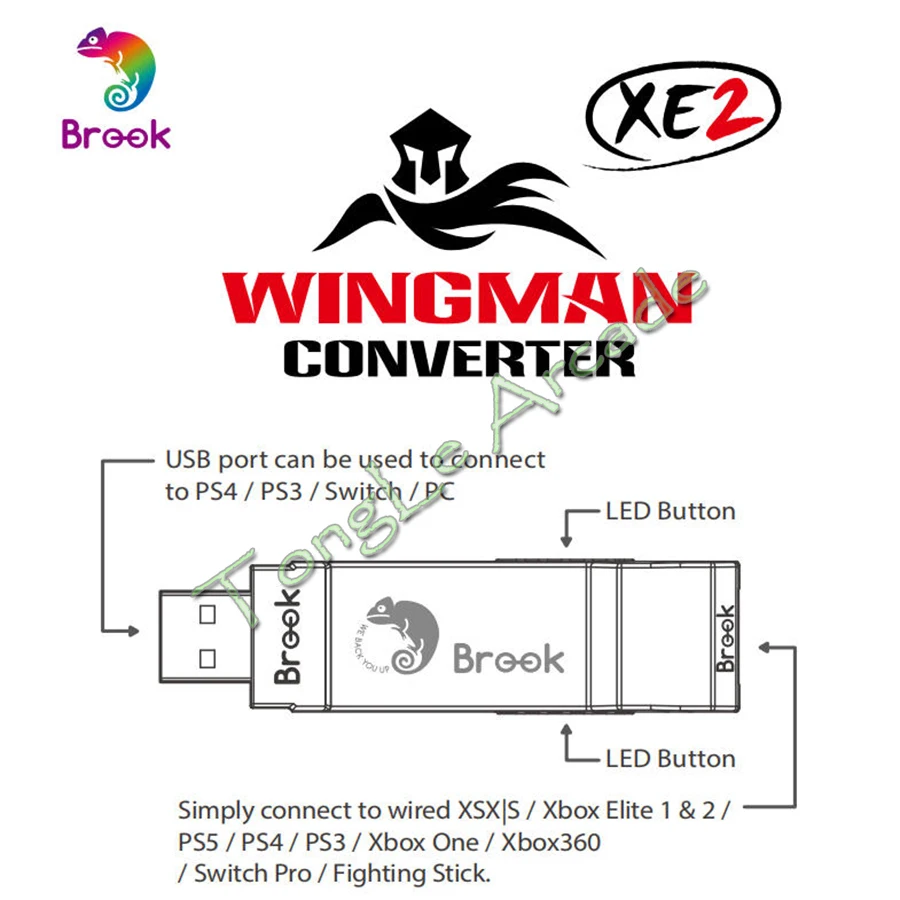 Фото Комплект из 5 USB-адаптеров Brook Wingman XE2 для контроллеров Xbox Series X/Xbox One/Elite 2/PS5/PS4/PS3/Switch, совместимых с PS4/Switch/ПК №2
