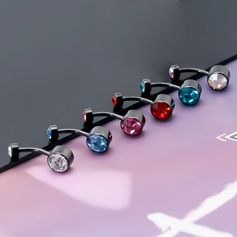 6PCS/Lot G23 Titanium Piercing Belly Button Rings Internally Threaded Crystal Gem Navel Piercings Body Jewelry for Women 14G