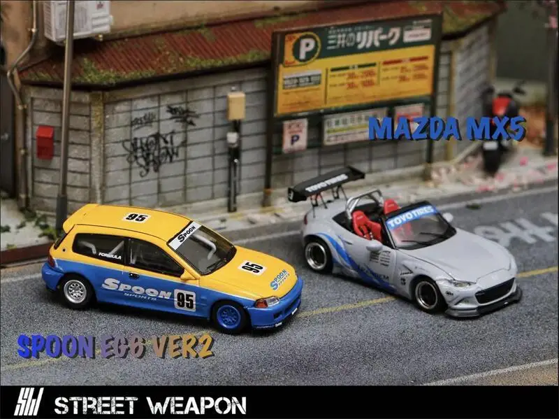 

Street Weapon 1:64 Honda Civic EG6 Spoon VER.2 / Mazda MX-5 Rocket Bunny Diecast Model Car