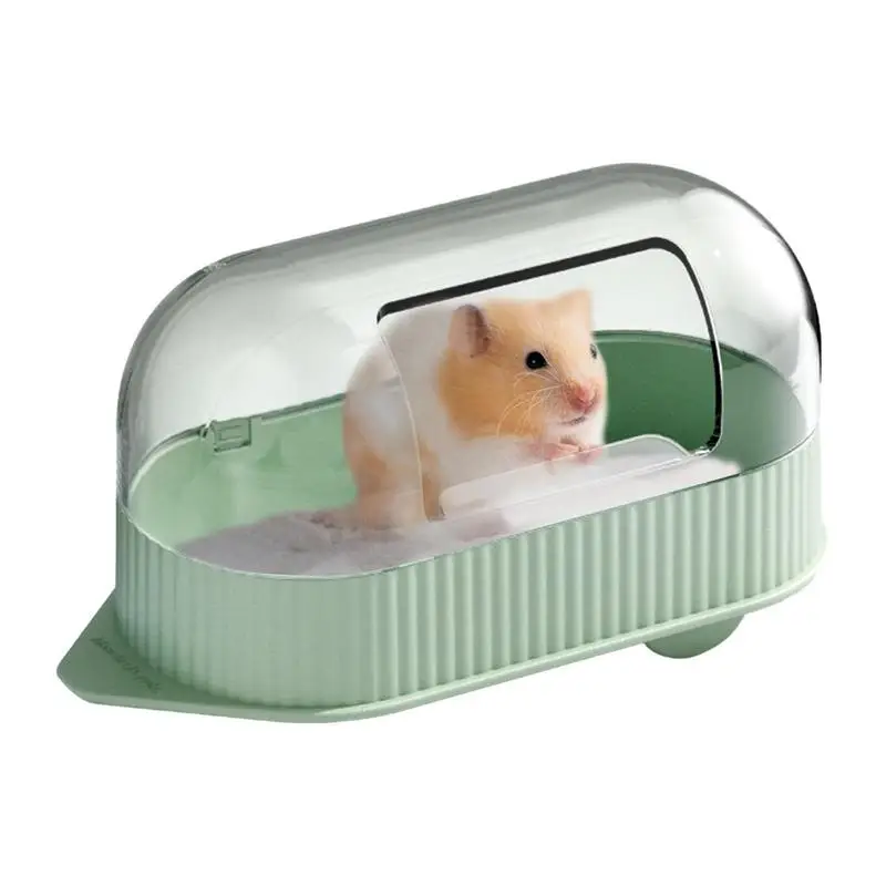

Hamster Bathroom Bathing Bowl Transparent Toilet Shower Room 19.5*9.5*10.5cm Cooling Bed Sand Container For Hamsters Chipmunks