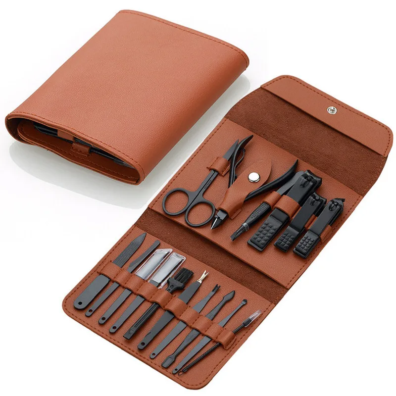

16pcs Manicure Set Pedicure Sets Nail Clipper Stainless Steel Professional Cutter Tools with Travel Case Kit