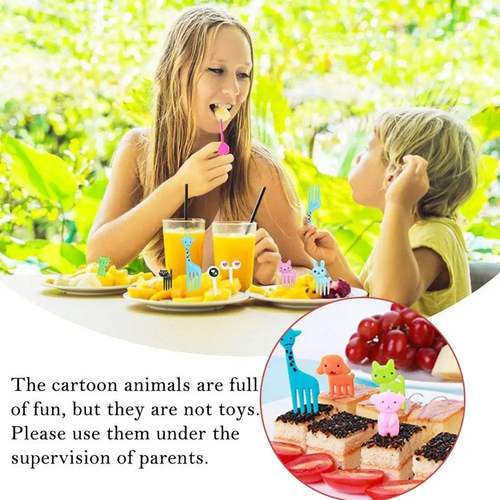 

1 комплект, детский мультяшный набор вилок для фруктов, животных, фермы, милый мини знак бенто, забавный пластиковый декоративный знак бенто ...