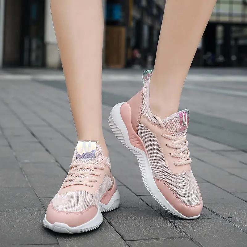

Эластичная женская спортивная обувь теннисные туфли с кружевами Hightop, модная теннисная обувь 2021, женские кроссовки, белая спортивная обувь ...