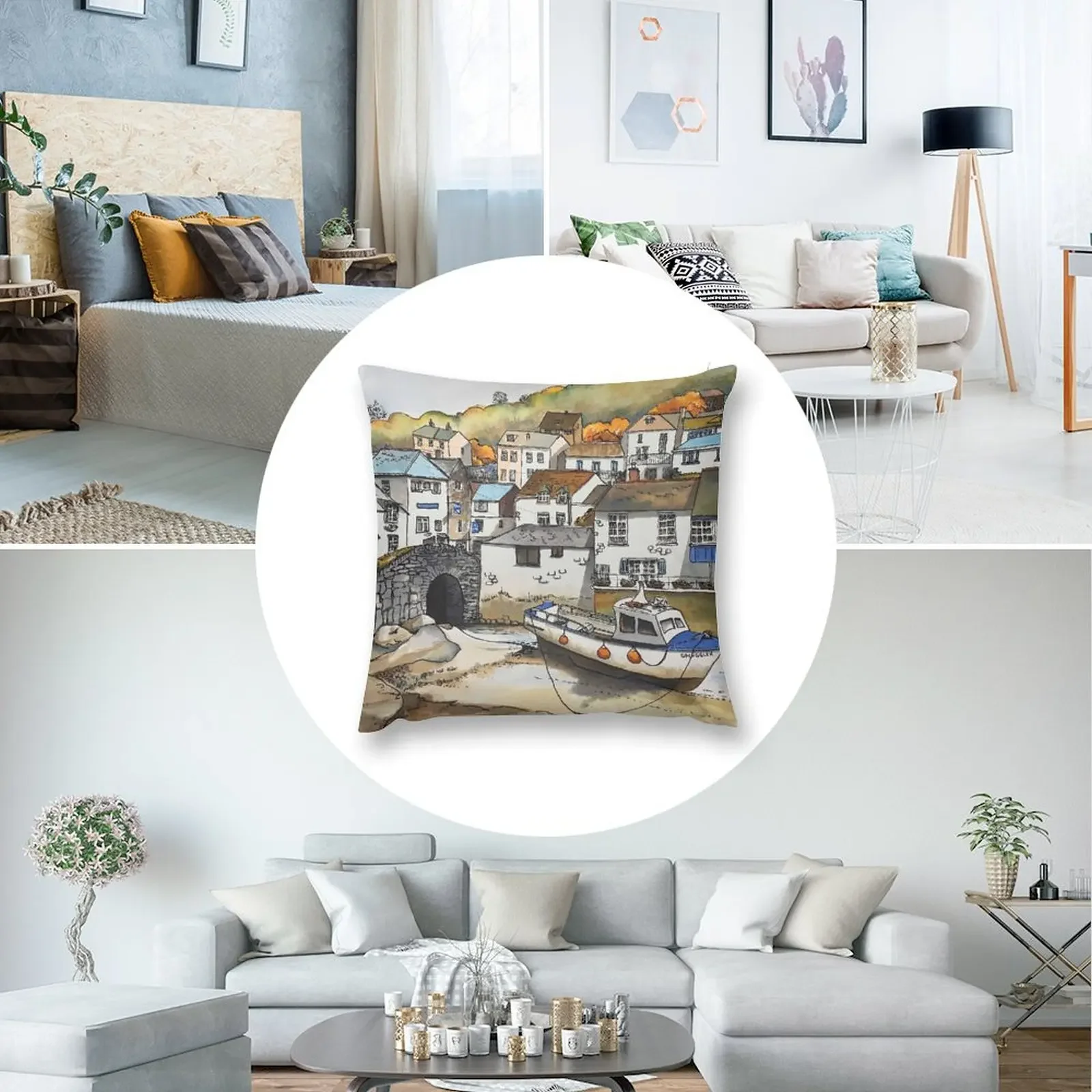 Подушка Polperro Harbour Cornwall рождественские украшения для дома 2021 набор чехлов подушек
