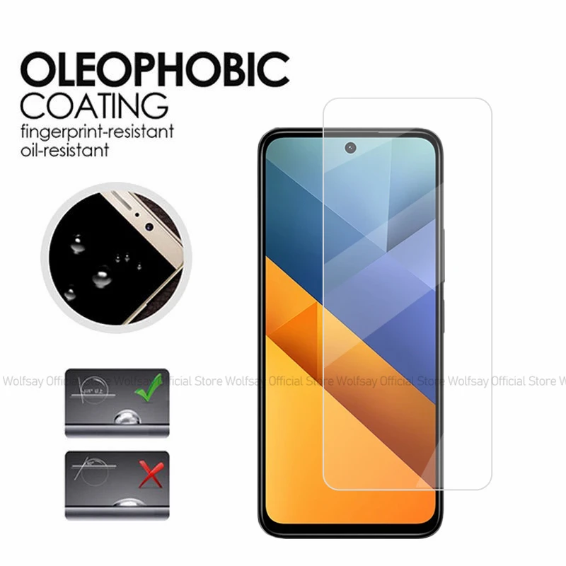 Защитное стекло закаленное для Xiaomi Poco M6 4G 2/4 шт.