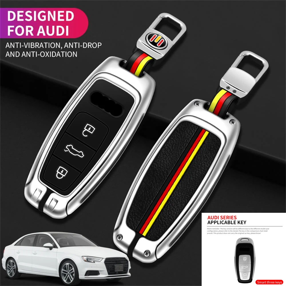 

Car Key Case Cover Zinc Alloy Key Fob Shell Protector Keychain For Audi A3 8Y S3 2020 2021 2022 2023 Car Accessories