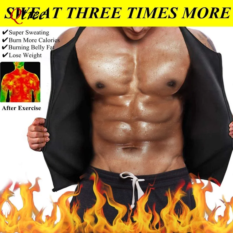 Men Sweat Sauna Vest Waist Trainer Body Shaper Neoprene Tank Top Compression Shirt Workout Fitness Back Support Gym Fitness Suit