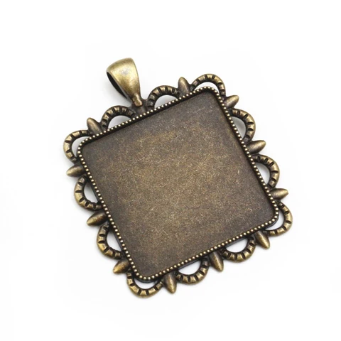 Кабошонная основа для кулонов Wadsfred, бронза, античное серебро, 5 шт.