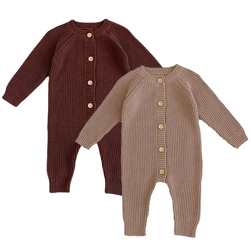 

Autumn Winter Baby Knit Romper Solid Color Long Sleeves Jumpsuit for Boys Girls Clothes Infant One-Pieces Onesie Toddler Costume