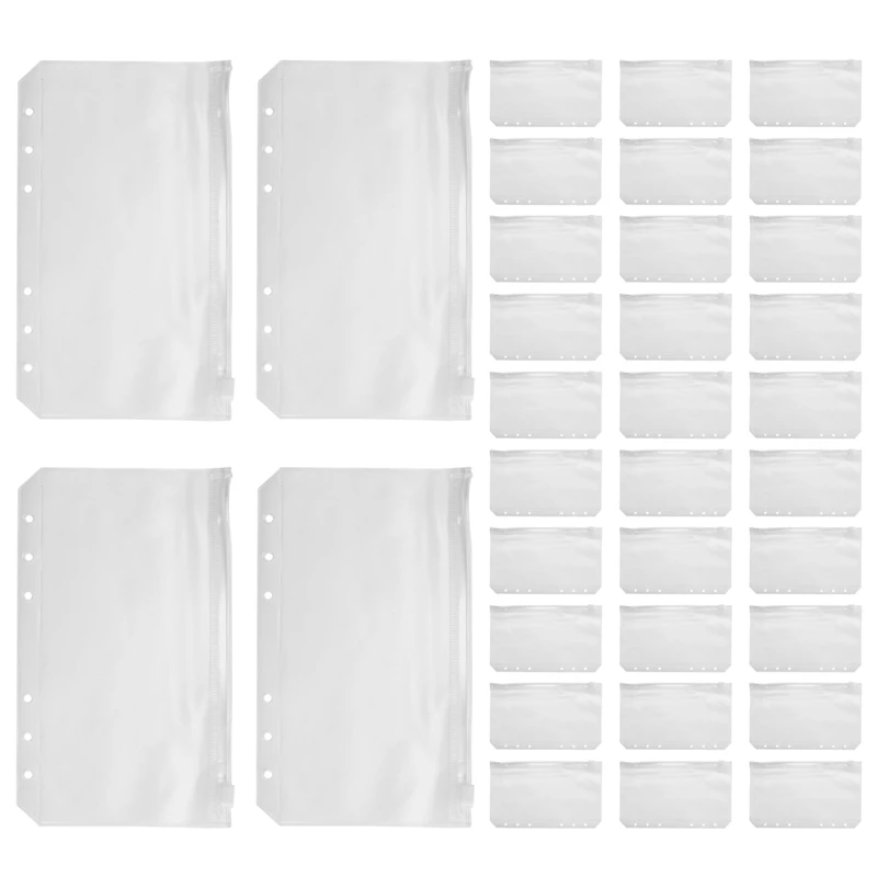 34 шт. карманы для папок формата А6 6 отверстий папки на молнии прозрачные