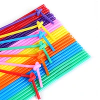rainbow disposable straws flexible drinking straws plastic curved bendable drink tube reusable straw wedding party accessories