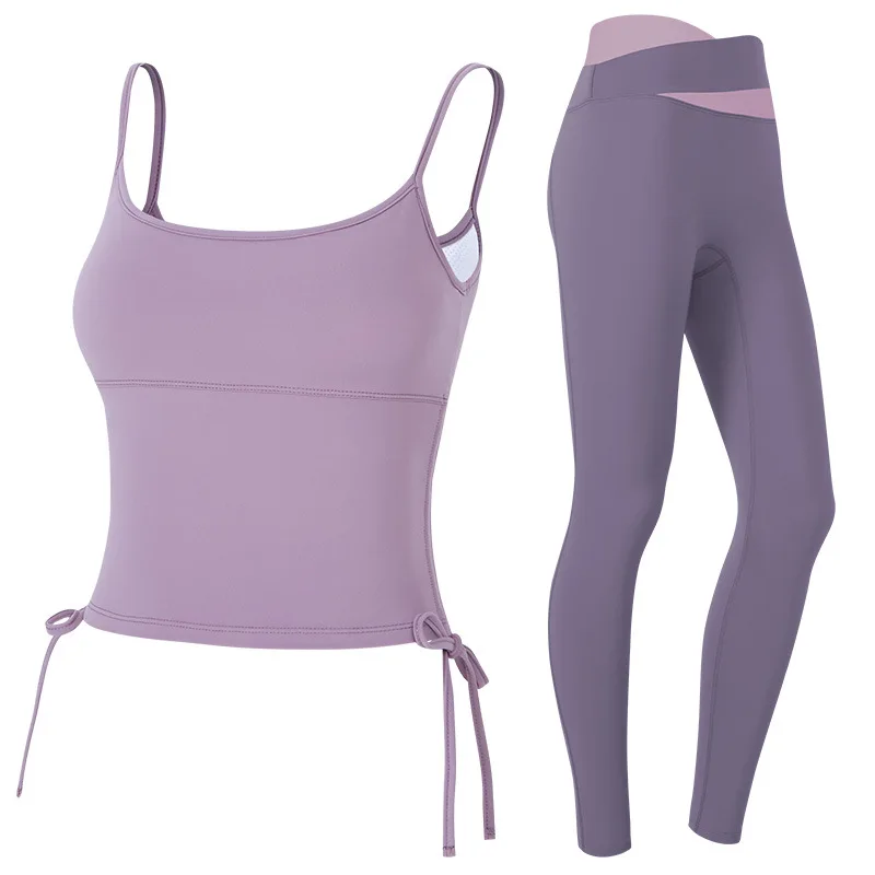 

HONILLESI Women's Yoga Suit With Chest Pad Spring Short Sleeved Running Fitness Suit S860+K924