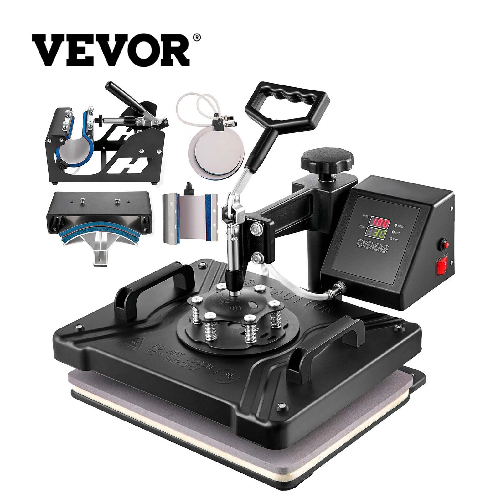 VEVOR 6in1 Sublimation Heat Press for T-Shirts Mugs Caps Plates 38x30cm T-Shirt Press Mug Printing Machine Heat Transfer Machine
