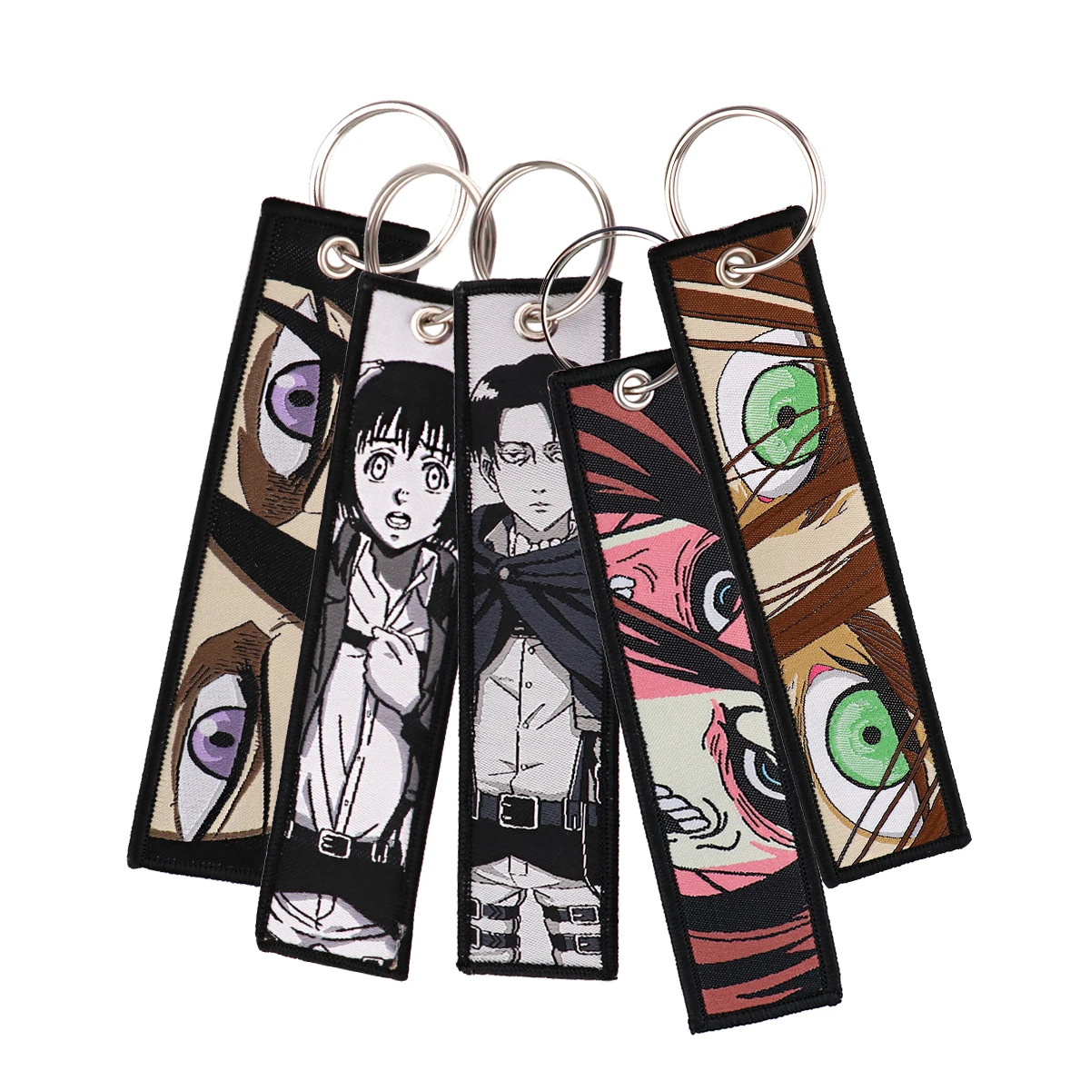 

QE067 Japanese Anime Jet Tag Embroidery Chaveiro Attack On Titan Key Ring Special Tag Label Chain Cartoon Keychain Keys Tag