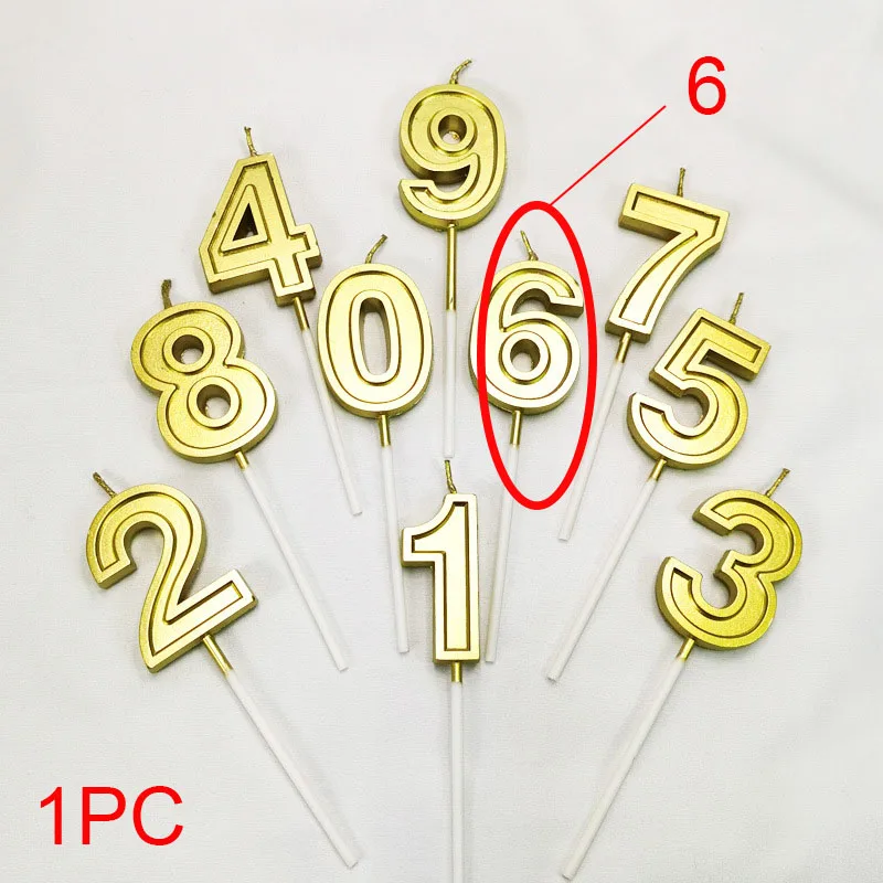 

INS 1pc Golden Candles For Happy Birthday Party Decors Kids Adult 0-9 cake candles Cake Cupcake Topper Party Supplies