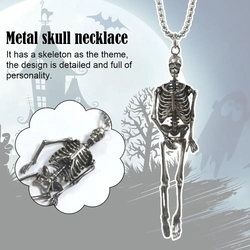 

Full Body Metal Skeleton Pendant Gothic Skeleton Pendant Legs Necklace Halloween Skull Movable Body Pendant Arms Jewelry Gi Y0A0