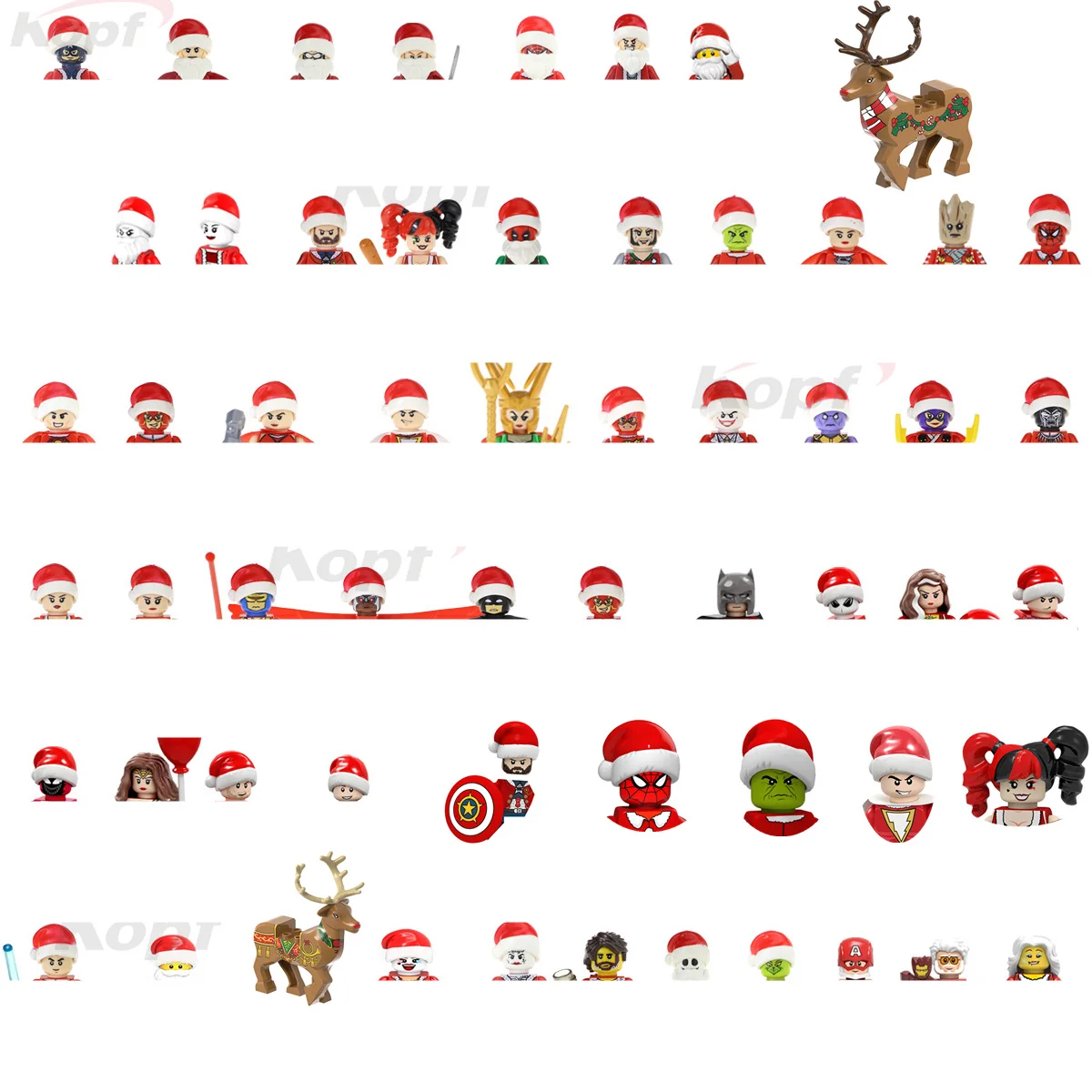 

2023 NEW Hot 3D DIY Christmas Dolls Dress Rangifer Tarandus Building Block Man Ride ModelBricks Sets Classic Kids Toys