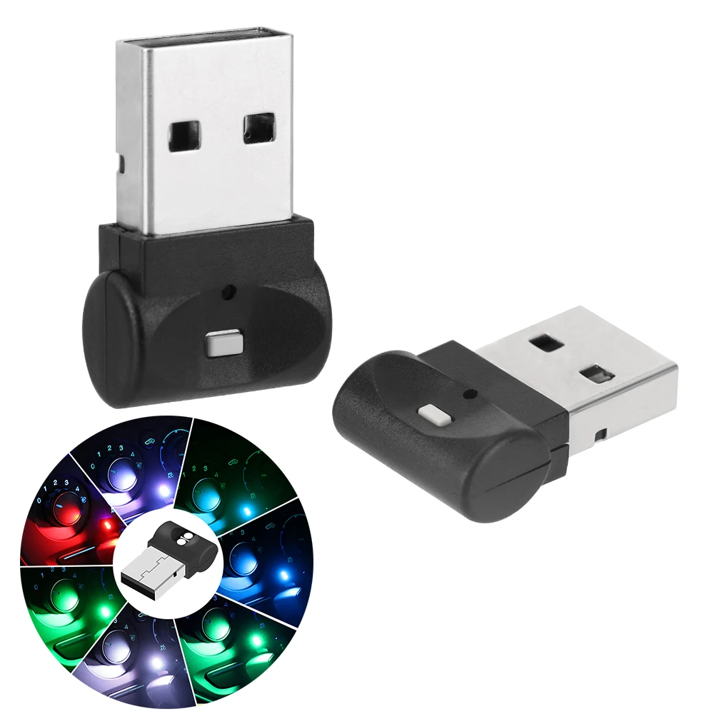 

7 Colors Automatic RGB Car LED USB Ambient Light Mood Interior Lamp Plug/Play Emergency Bulbs Mini Auto Accessories Decoration
