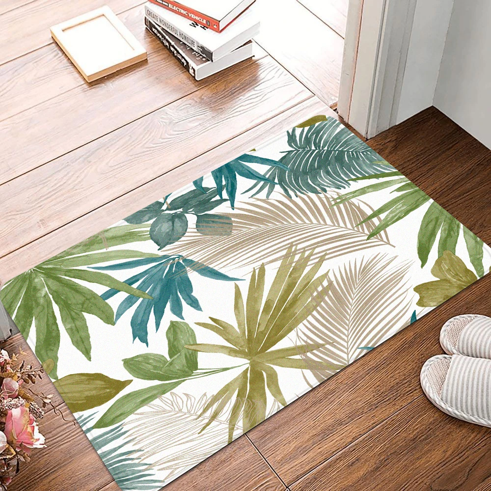 

40X60/50X80CM Tropical Palm Leaf Doormat Non Slip Carpet Wc Mat Bathroom Products Carpets on The Floor Rugs Foot Mat Anti-slip