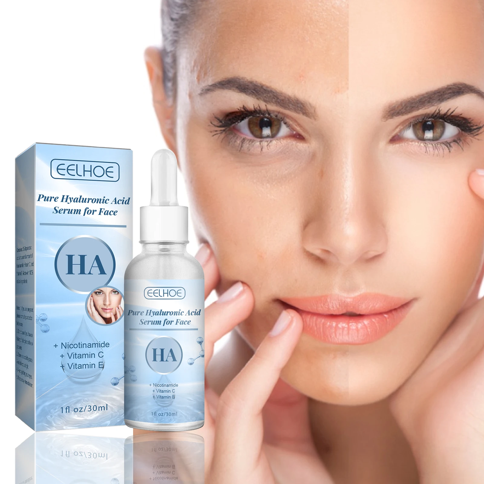

EELHOE Hyaluronic Acid Shrink Pore Face Serum Anti-aging Firming Brighten Moisturizing Nourish Essence Korean Skin Care Products