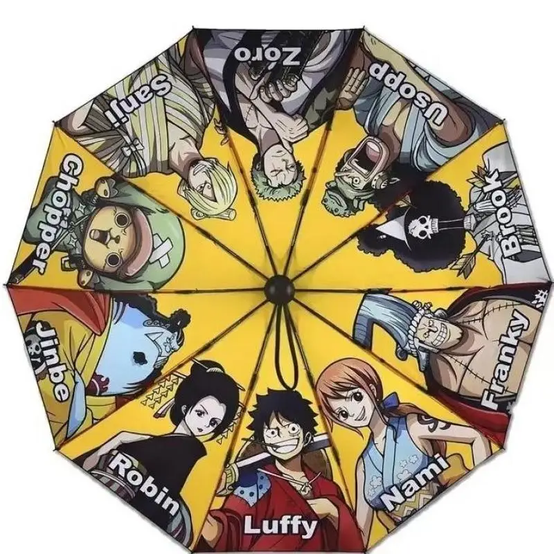 

NEW One Piece Anime Eight Bones Ten Bones Luffy Straw Hat Group Animation Auto Open Contracted Rain Proof Sunshade Umbrella