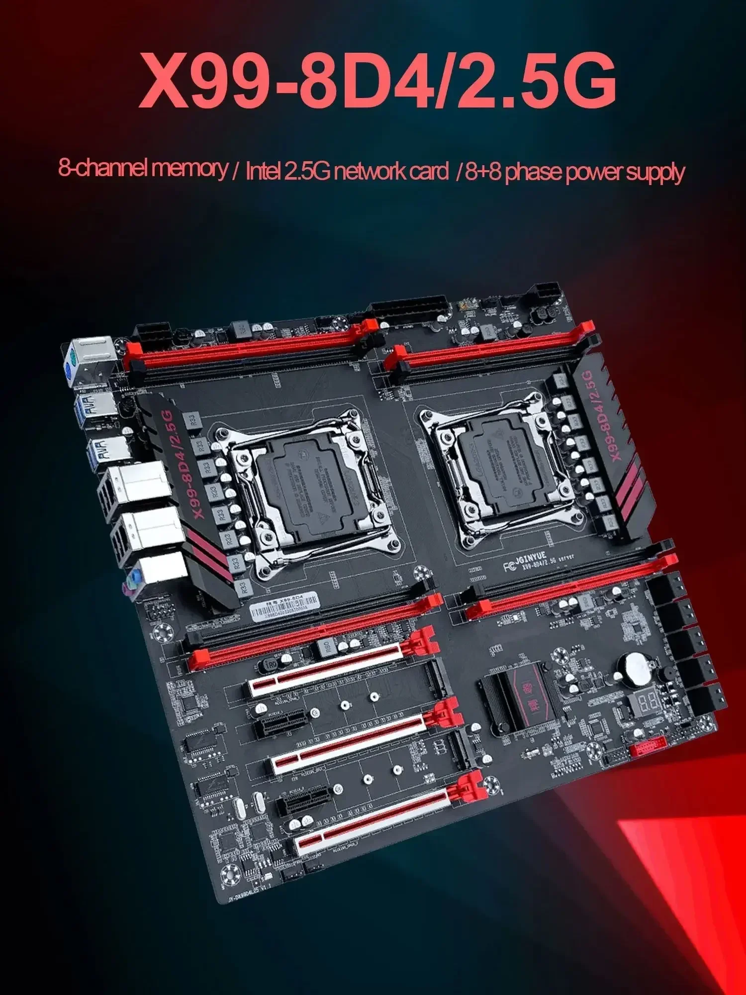 Материнская плата JGINYUE X99 с двумя CPU LGA 2011-3 поддерживает Xeon E5 V3 V4 DDR4 память