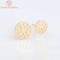 47086pcs 10mm 8mm 24k gold color brass round shape hole earrings clasp high quality diy jewelry findings accessories wholesale
