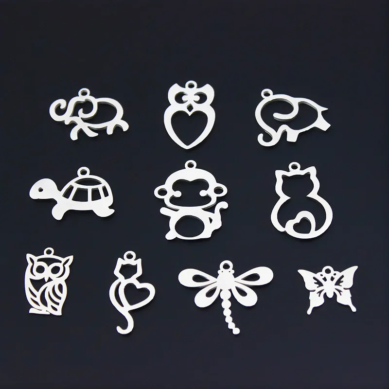 

WZNB 4Pcs Stainless Steel Butterfly Charms Turtle Cat Pendant For DIY Jewelry Making Earrings Necklaces Accessories Wholesale