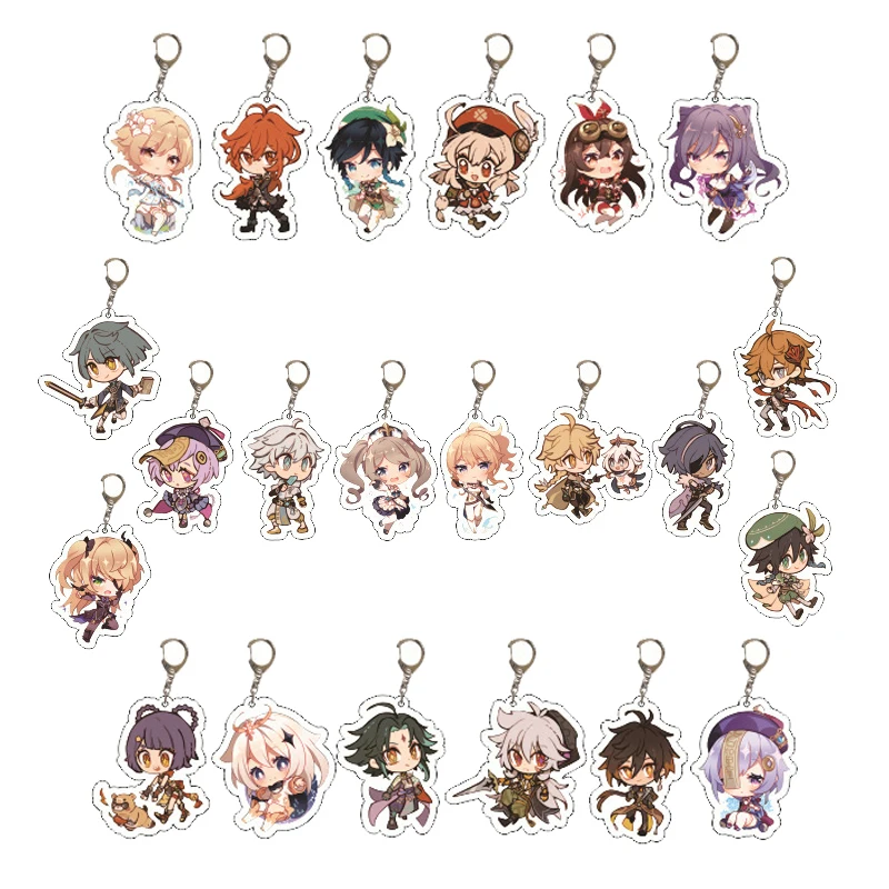 

Hot Game Genshin Impact Keychains For Women Men Acrylic Car Key Chain Ring Pendant Accessory Cartoon Figure Bag Pendants Lisa