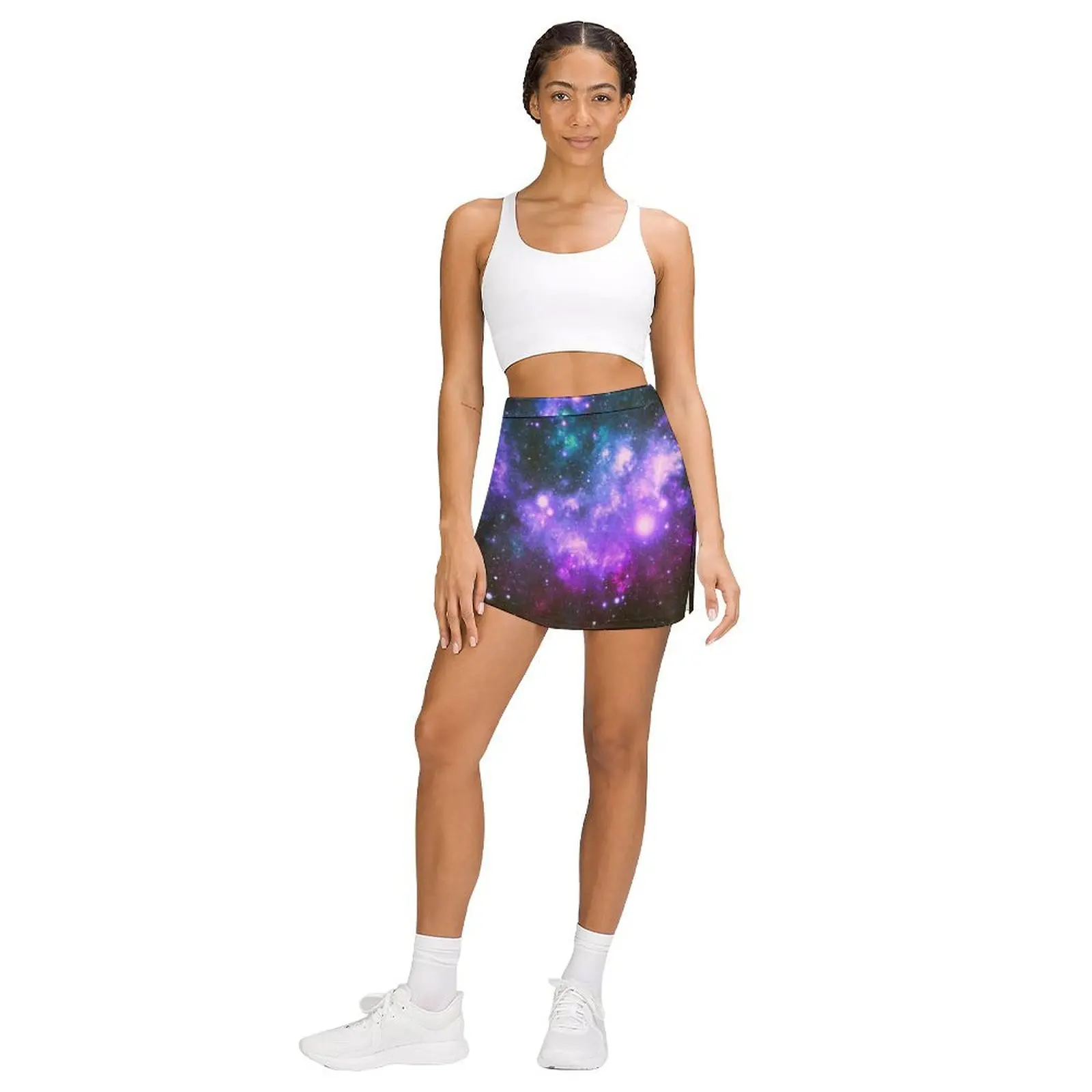 Galaxy Nebula фиолетовая бирюзовая синяя мини-юбка женская одежда лето 2025 новинки