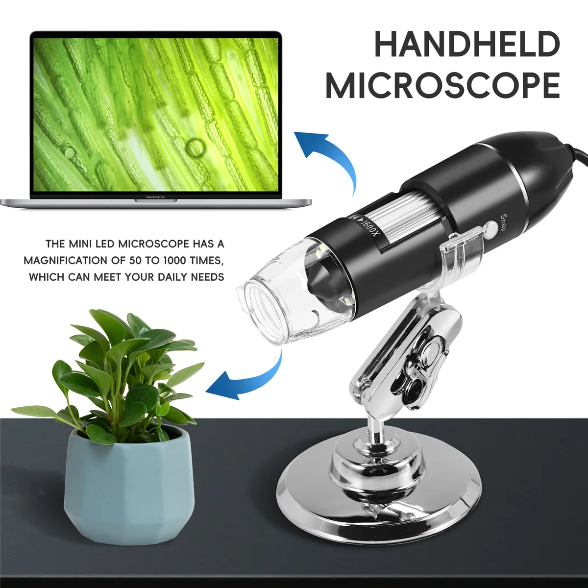 Цифровой USB-микроскоп 3 в 1 эндоскопическая камера регулируемое увеличение с