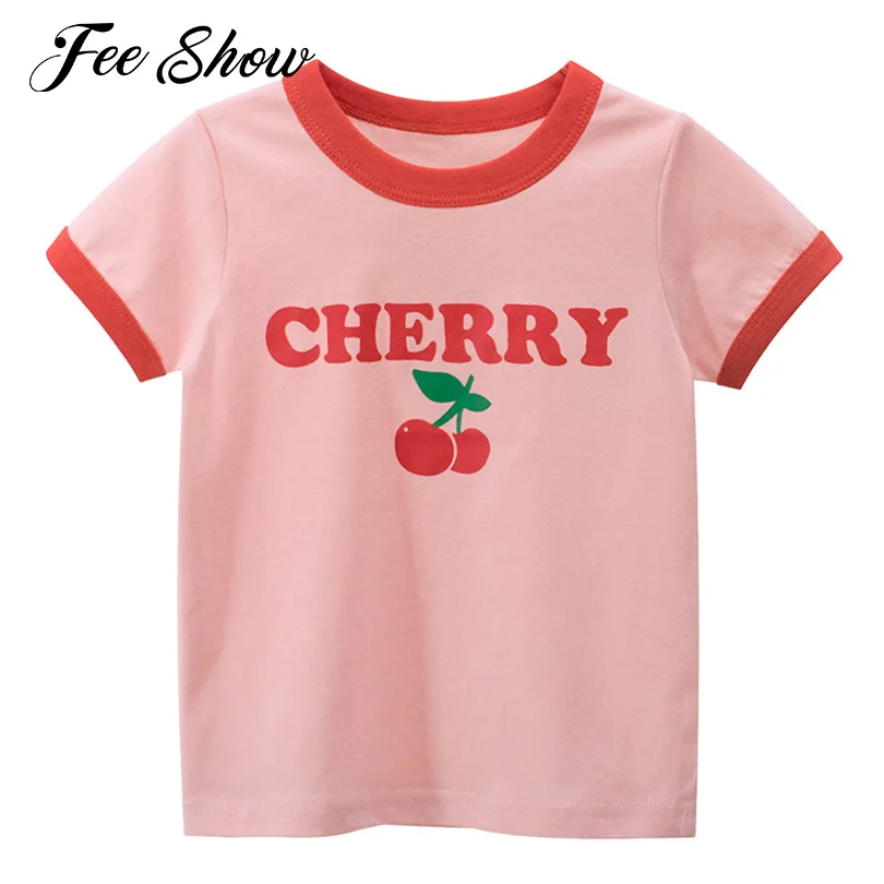 

1Pc Cute Kids Girls Casual Top Clothing Short Sleeves Round Neckline Cartoon Pattern Print Top T-Shirts Fashionable Outdoor Wear