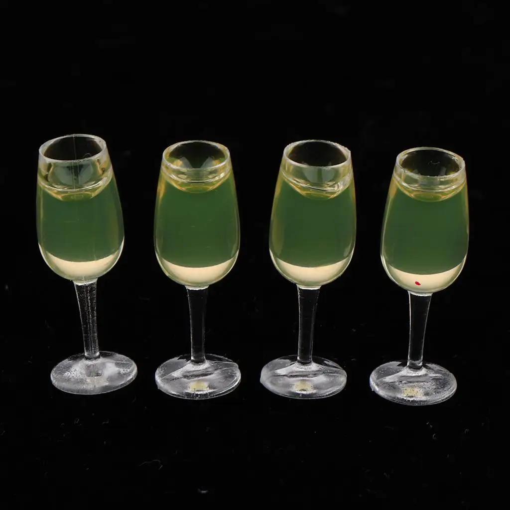 

4pcs Dollhouse Miniatures 1:12 Scale Wine Glasses Goblets Toys Doll Room Decorations