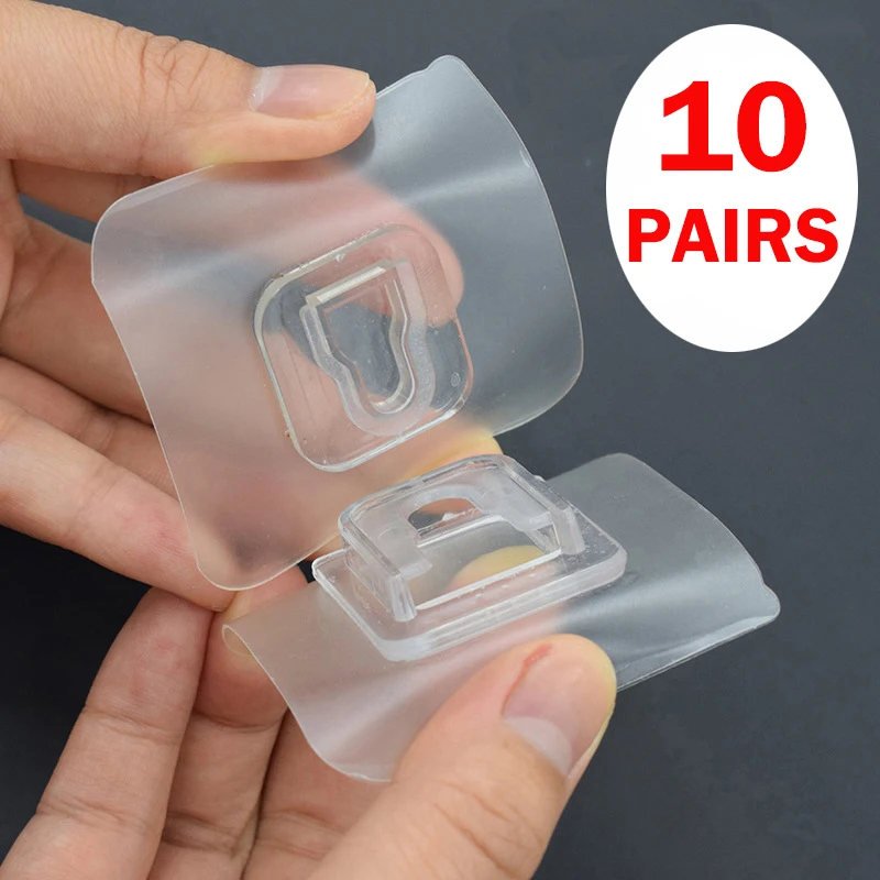 

2Pairs/5Pairs/10 Pairs Sided Adhesive Wall Hooks Hanger Transparent Suction Cup Sucker Hooks For Kitchen Bathroom accessories