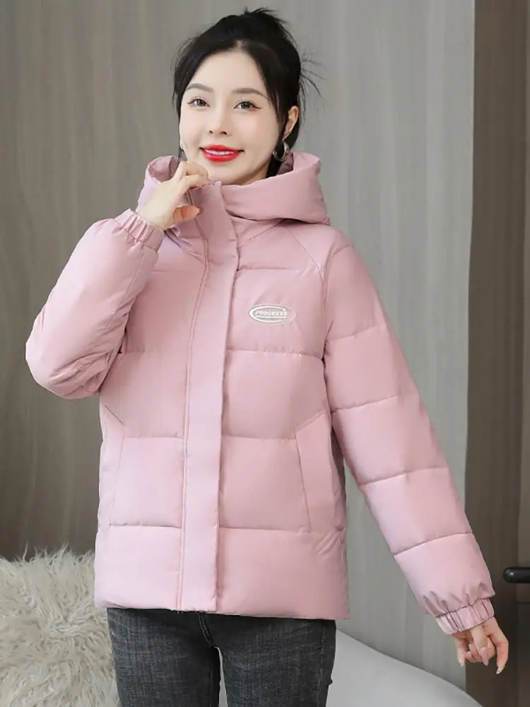 Vielleicht 2022 Women Short Jacket Winter Thick Hooded Cotton Padded Coats Female Korean Puffer Parkas Women Clothes Outwear